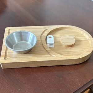 Bamboo Margarita Prep Station with Stainless Steel Lime Bowl & Rim Salt Prep